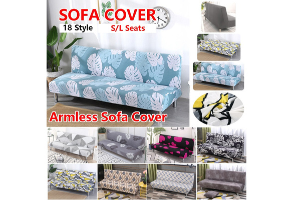 Details about   Cover Plush Sofa Bed Universal Size Armless Folding Seat Slipcover Stretch Couch 