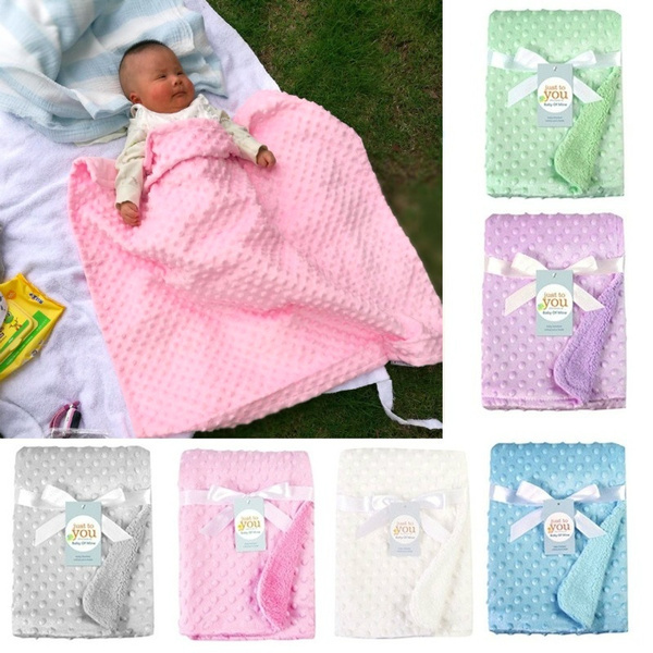 Wool Blanket Baby Boys Girls Coral Fleece Infant Stroller Blanket Newborn Cover 