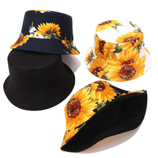 Summer, Outdoor, Sunflowers, sun hat