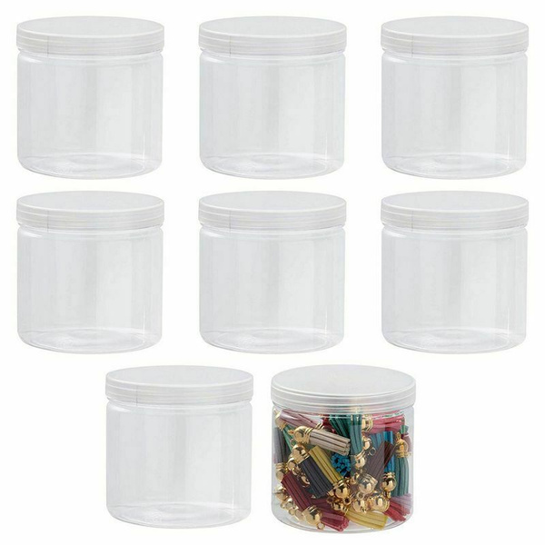 8 Slime Jars W/ Screw-on Lids, Refillable Containers 12 Oz, 3.25x 3.25x  3.2