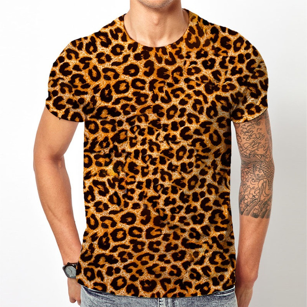 Leopard 3D Printed T shirt Men and Women Summer Fashion Casual T shirt