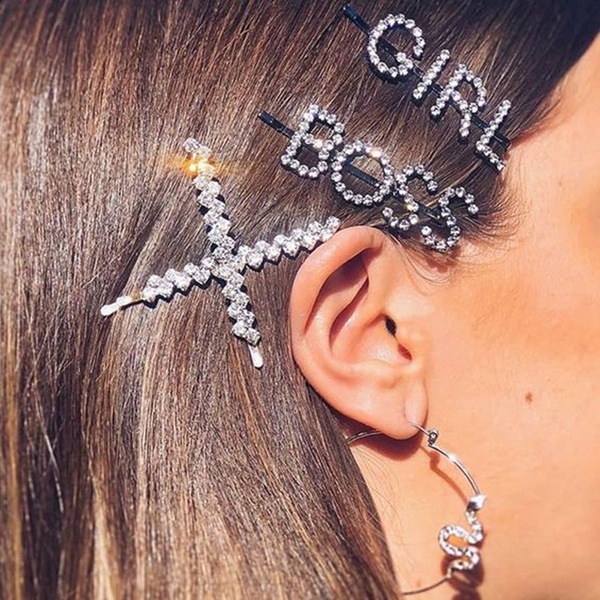 Women Crystal Bling Hair Clips Pin Hairpin Barrette Hair Accessory Headwear 