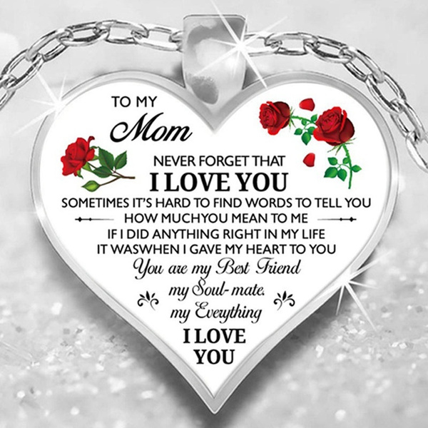 To My Mom//Daughter Love Mom Mother /& Daughter Heart Rose Necklace