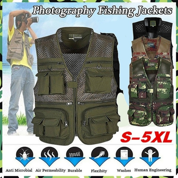 Men's Mesh Photography vest Multi-pockets Fishing vest Travel Outdoor Quick  Dry Vest Breathable Waistcoat Jackets Fishing Jackets Plus Size L-5XL