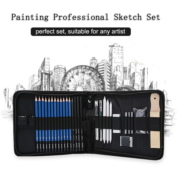 Professional Art Set 32 PCS Drawing and Sketching Set Charcoal Pencils  Kneaded Eraser Art Kit for Kids Teens