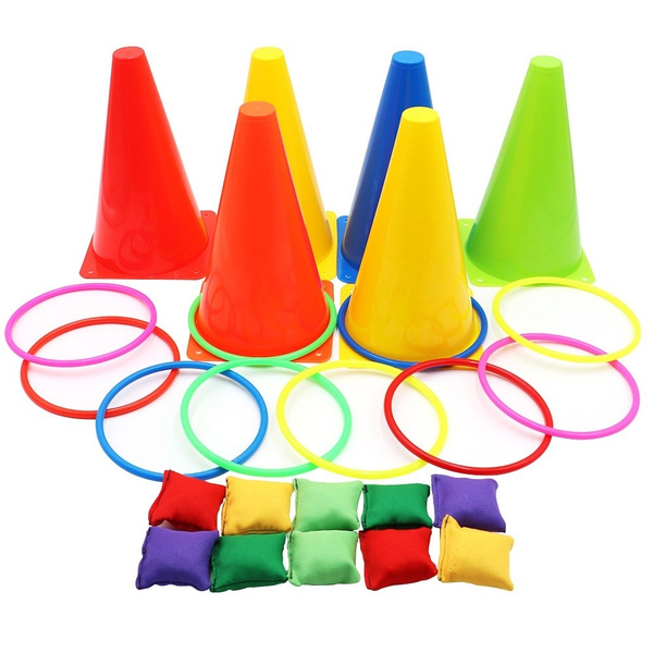 WarmParty 1Set Ring Toss Game Educational Colorful Traffic Cone Puzzle
