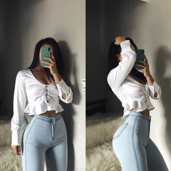 Tight high clearance waisted jeans