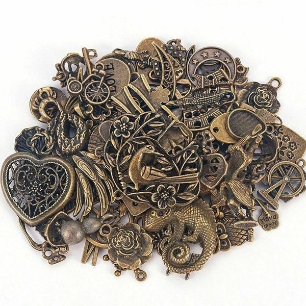 50g Tibetan Silver Mixed Charms Pendants For DIY Jewelry Making Craft Findings 