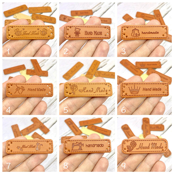 50Pcs Handmade Label Hang Tags for Handmade with Love Tags Leather