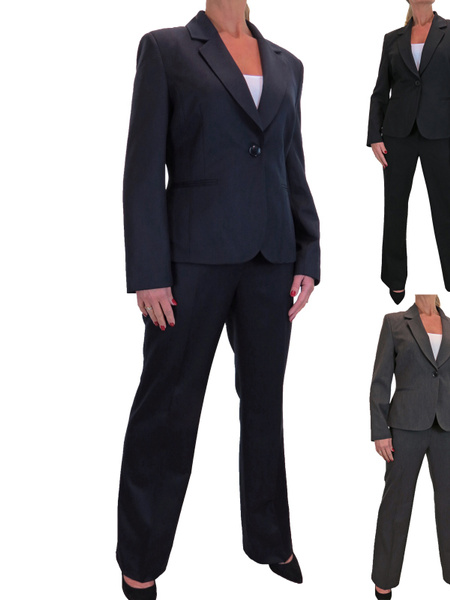 Women's Smart Trouser Suit Business Office Suit Formal Jacket Wide Leg ...