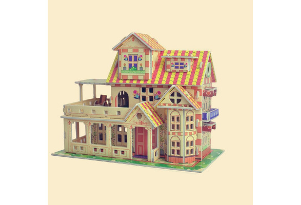 Holzbau Modell 3D Puzzles DIY Spielzeug Geduldspiele Of Represents Villa House 