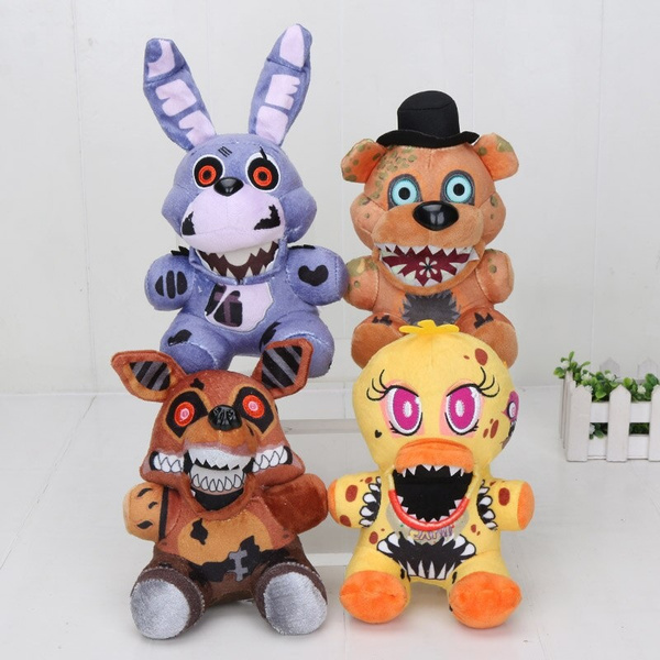 ❖1pcs FNAF Plush Toys 18cm Five Nights At Freddy's 4 Freddy Bear Chica  Bonnie Foxy Plush Keychain Pe