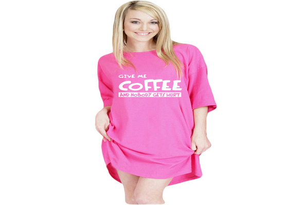 Ladies night shirt sleepwear gown sleep shirts beach coverup funny saying coffee