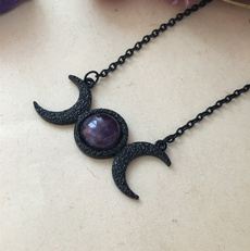 Necklace, amethystnecklace, black, Jewelry