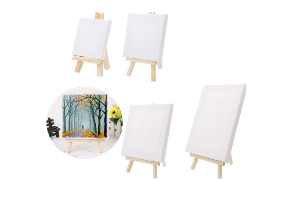 White Mini Canvas & Easel 12cm x 16cm Painting Wedding Breakfast Stand  Craft