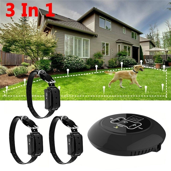 3 Dogs Water Resistant Collar Electric Pet Fence Fencing System 