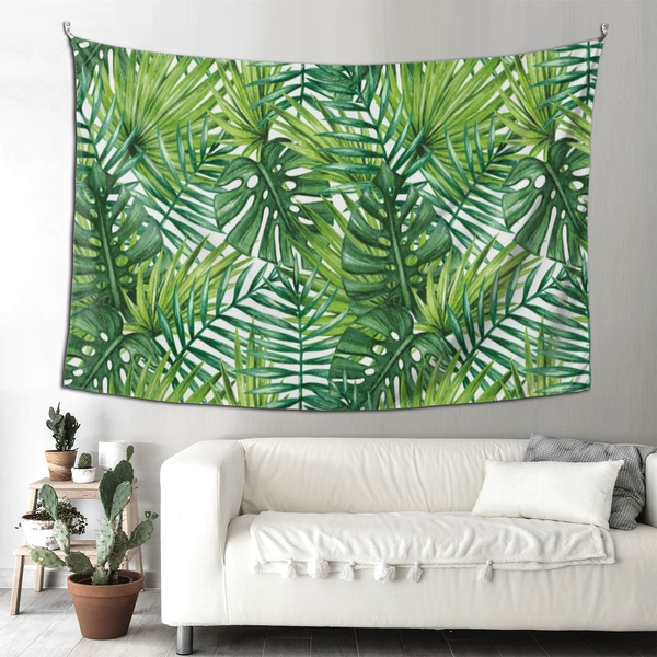 New Tropical Forest Large Green Leaves Tapestry Art Wall Hanging Room Home Decor 