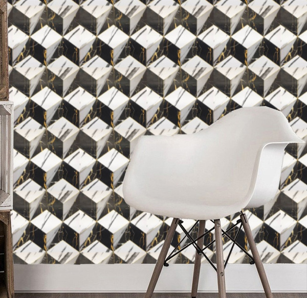 17 7 X39 3 Marble Removable Decorative Contact Paper 3d Pop Art Peel And Stick Wallpaper Vinyl 3d Effect Geometric Wallpaper Sticker For Living Room Furnitures Walls Home Decor Wish