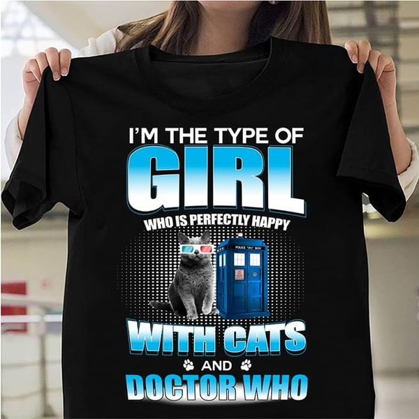 Cat And Doctor Who t shirt 