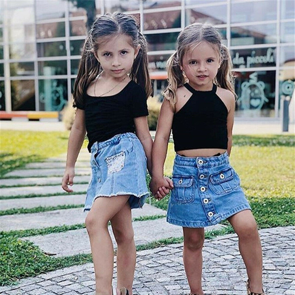 Toddler Girls' Denim Skirt Cute Ruffle Edge Short Skirt - Temu Mexico