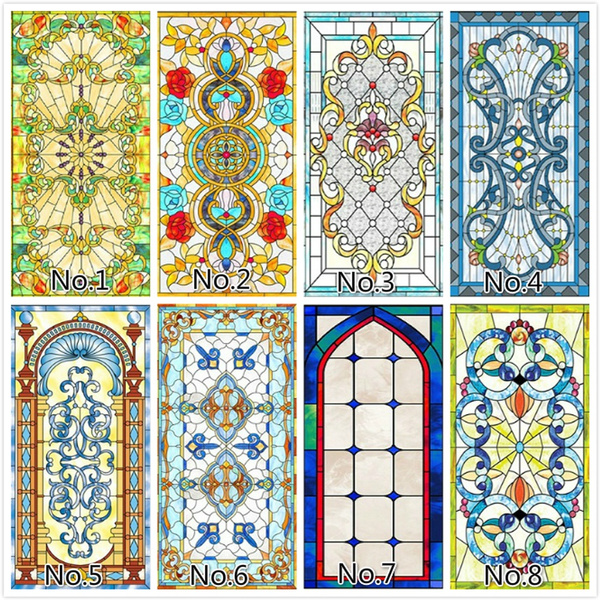 Stickers Window Films Foil Frosted Stained Church Glass PVC Self Adhesive Home 