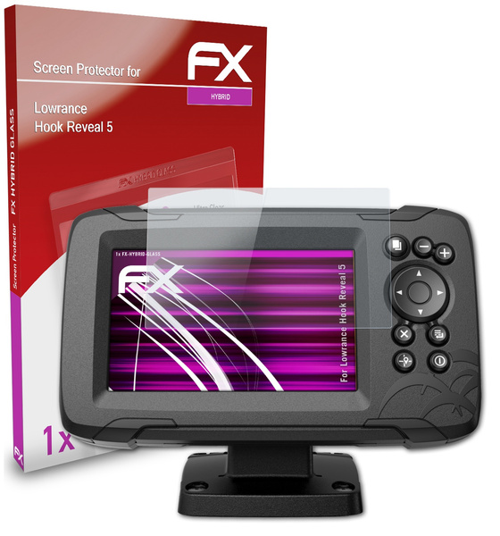 atFoliX Screen Protector compatible with Lowrance Hook Reveal 5 9H  Hybrid-Glass Screen Protection Film