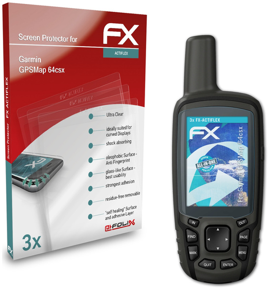 atFoliX 3x Screen Protector compatible with Garmin GPSMap 64csx