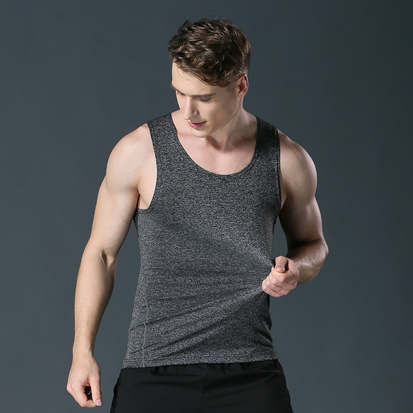 Summer thin quick drying fitness vest men's Muscle Men's sports ...