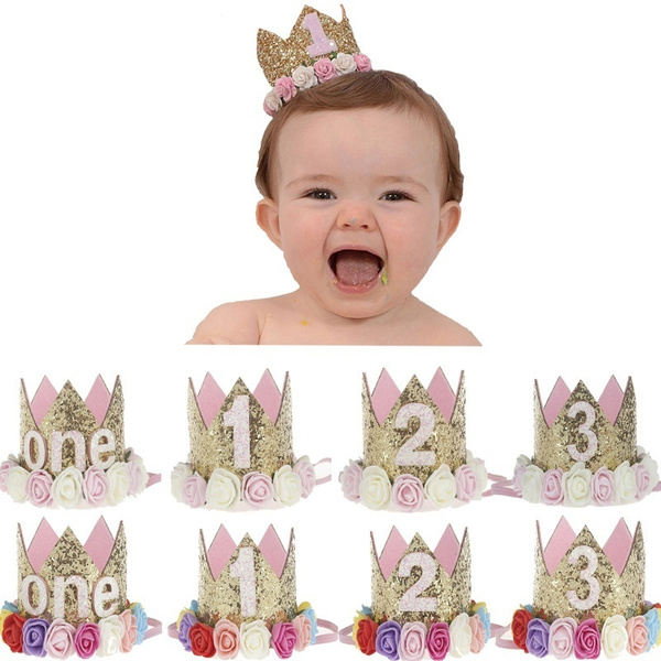 Decoration Crown Hair Band 1 Years Old Baby Birthday Hat Headwear Ornament 