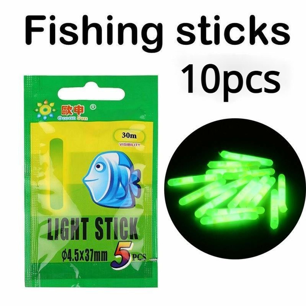 10pcs/2 bags Float Glow Stick Night Fishing Green Fluorescent Light  4.5*37mm/3*25mm