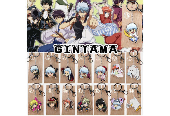 T1261 Anime Gintama acrylic Keychain Key Ring Race Straps cosplay 