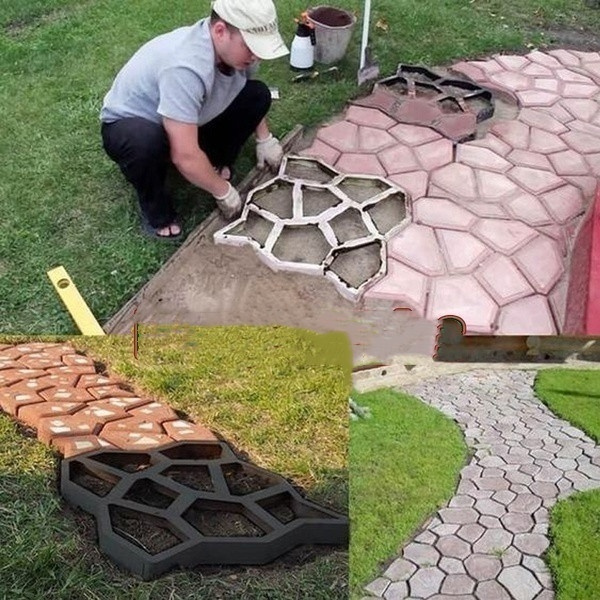 Path Maker Mold Reusable Concrete Cement Stone Design Paver Walk Mould ...