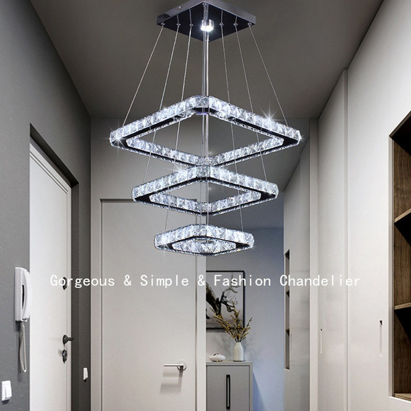 Modern LED Luxury Crystal Chandelier Lighting Ceiling Pendant Lamp 5 Rings New 