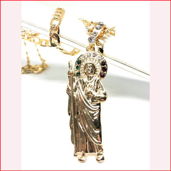 LIYAPEI 18K Gold Plated Saint Jude Necklace, 24In San Judas India | Ubuy