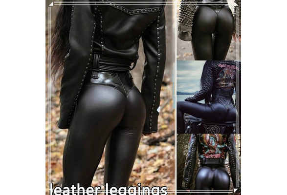 Hoopvol Inwoner Hond Hot-Ass Stitching PU Bright Leather Pants Elastic Shaping Pants Gothic  Leggins Tights Women | Wish