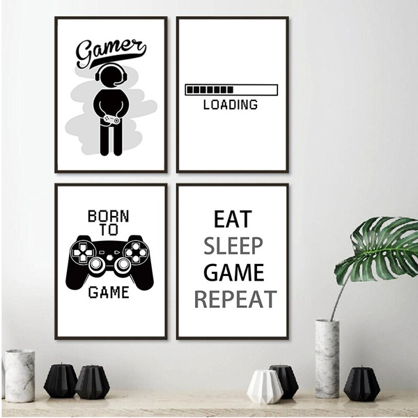 Gaming Minimalist Art Canvas Prints Poster Painting Boys Room Decorative 