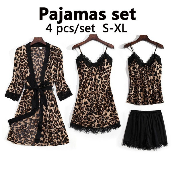 Silk Pajama Set Loungewear Artificial Silk PJ Set for Women 