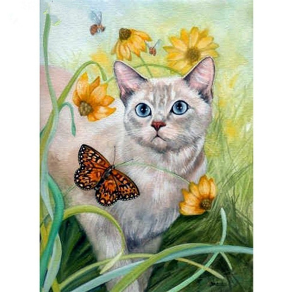 Diamond Art Painting Kitty With Butterfly 