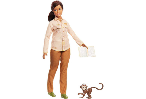 Barbie Wildlife Conservationist Doll, Brunette with Monkey and