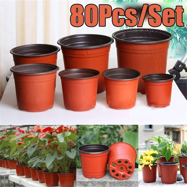 Details about   New 100PCS/set Plastic Plant Flower Pots Nursery Seedlings Pot Container 4 Size 