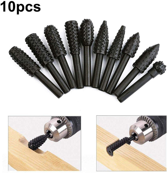 10-pack Woodworking Twist Drill Bits, Wood Carving File Rasp Drill Bits ...