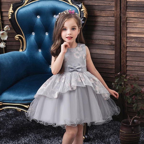 Girls Princess Dress Embroidery Lace Tulle Dress Wedding - Temu