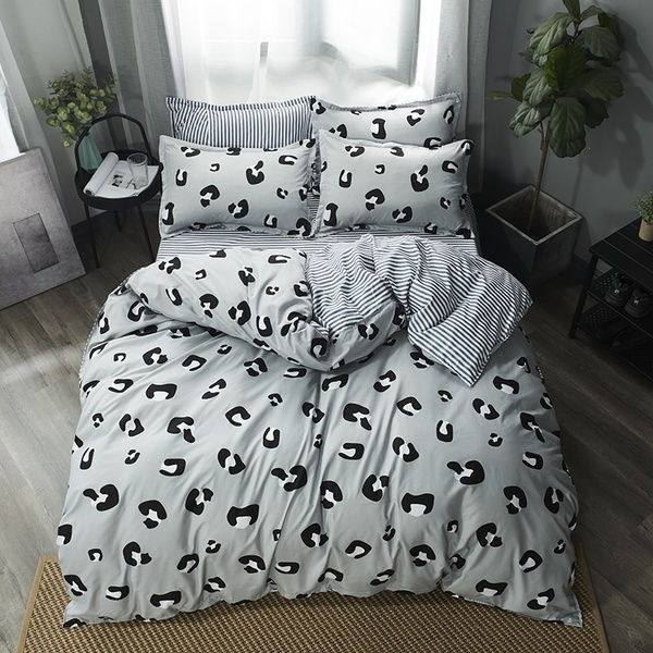 grey leopard print duvet cover