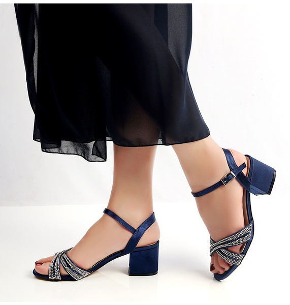 Navy chunky hot sale heel sandals