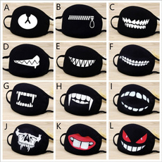 Fashion Cartoon Pattern Solid Black Cotton Face Mask Cute 3D Print Half Face Mouth Muffle Masks Health Beauty Accessories