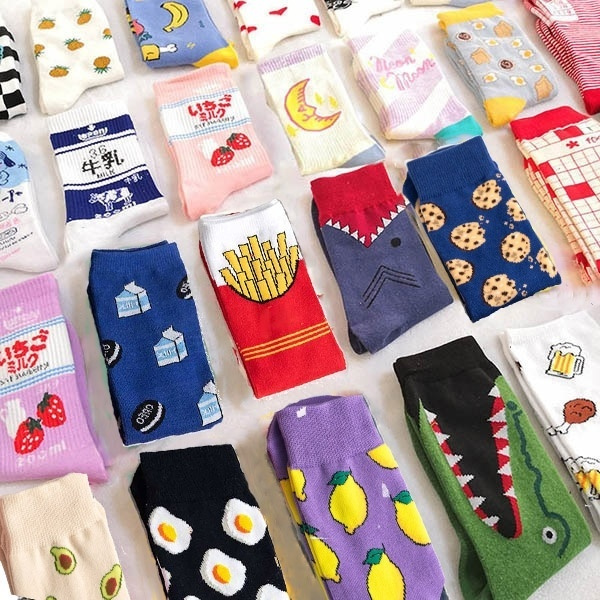 Creative High Quality Fashion Harajuku Kawaii Happy Socks Women milk ...