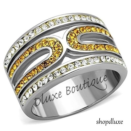 1.50 Ct Round Cut CZ Stainless Steel Wide Band Fashion Ring Women's Size 5-10 