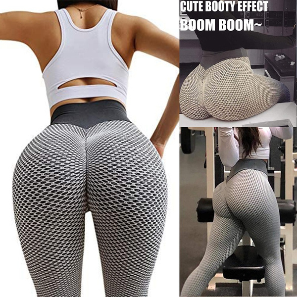 Women's Ruched Butt Lifting Yoga Pants High Waist Tummy Control Push Up  Workout Leggings Textured Booty Tights