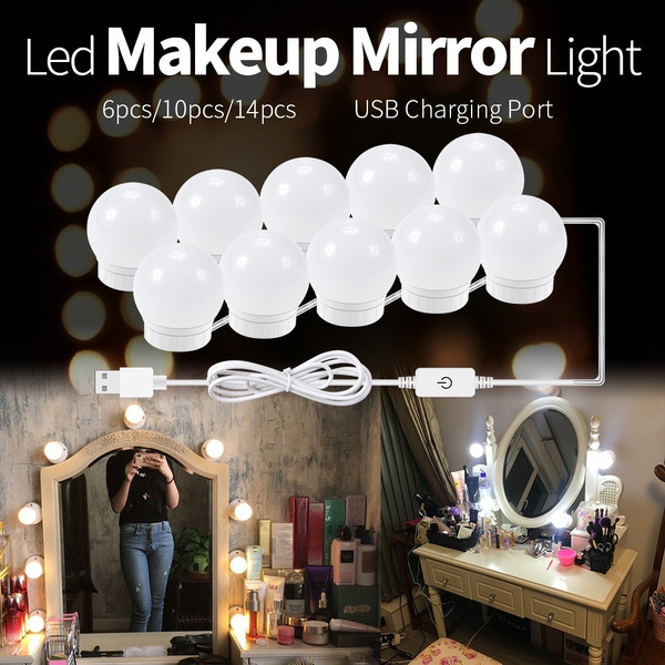 14pcs Diy Led Vanity Mirror Lights Dimmable Waterproof Light Bulbs With Touch Control For Makeup Mirror Dressing Table Wish