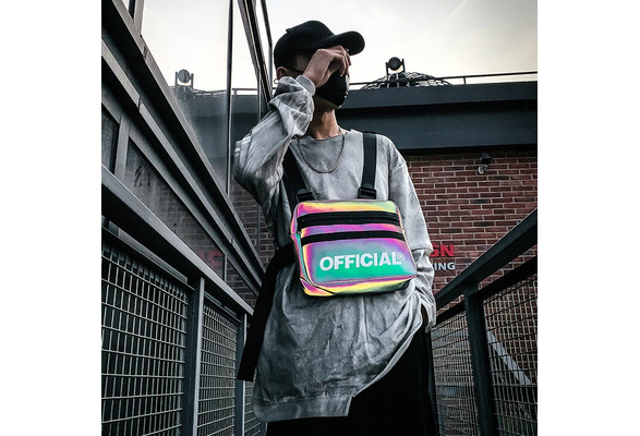 Safety Reflective Design Unisex Chest Bag Hip-hop Streetwear